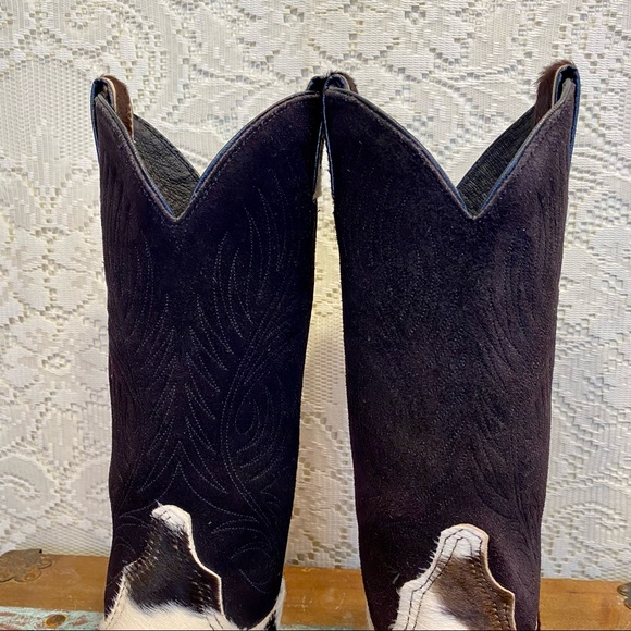 Vintage Suede and Cowhair Cowboy Boots - Picture 4 of 9